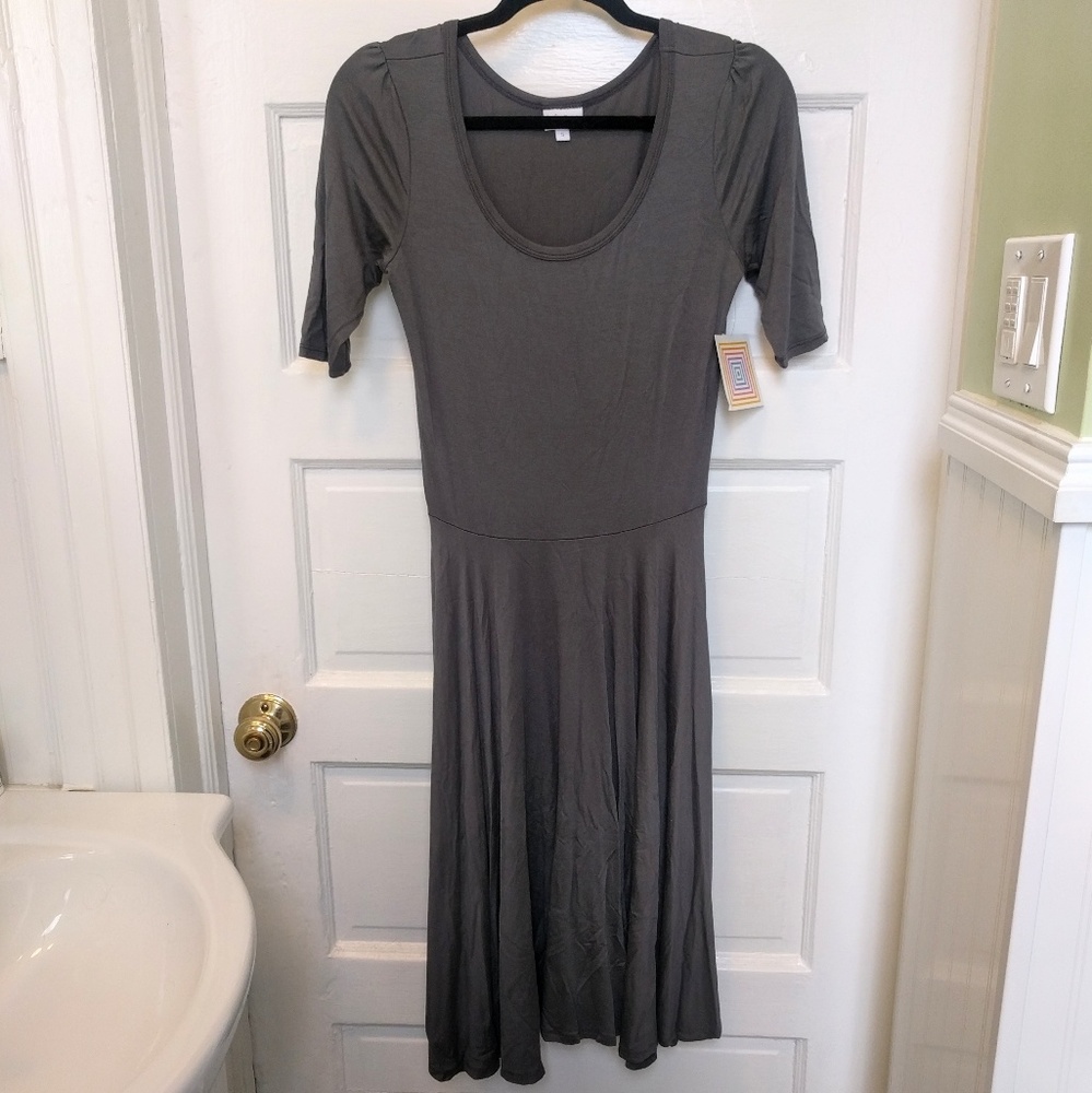NWT LuLaRoe Nicole Dress Solid Charcoal Gray